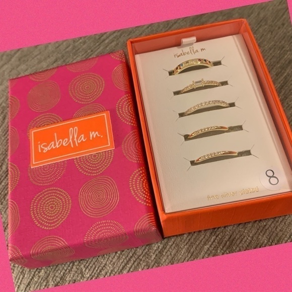 Isabella M. Size 8 Ring Set Gold Plated Box Set 5 - Picture 6 of 6